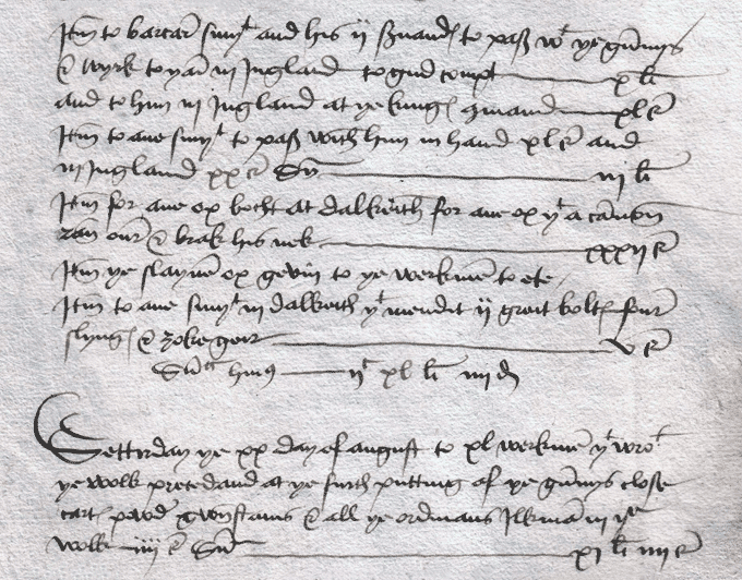Image shows a page from the Exchequer accounts, 1513. National Records of Scotland reference: E30/3 fol.81v.