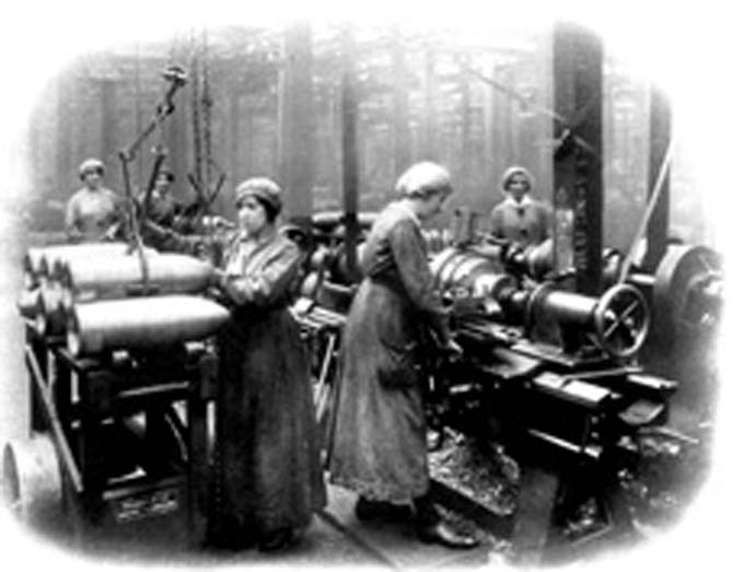 Image of Women grooving shells at the Mons factory (National Records of Scotland reference: BR/LIB(S) 5/63)